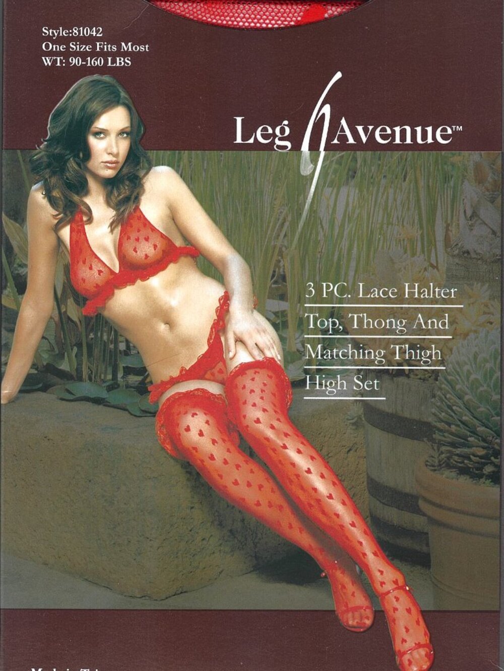 Leg Avenue 3pc Halter Top Thong Matching Thigh High One Size